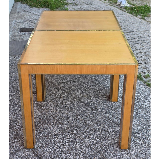 Square Maple and Brass Coffee Tables, Italy, 1980s, Set of 2 For Sale - Image 9 of 13