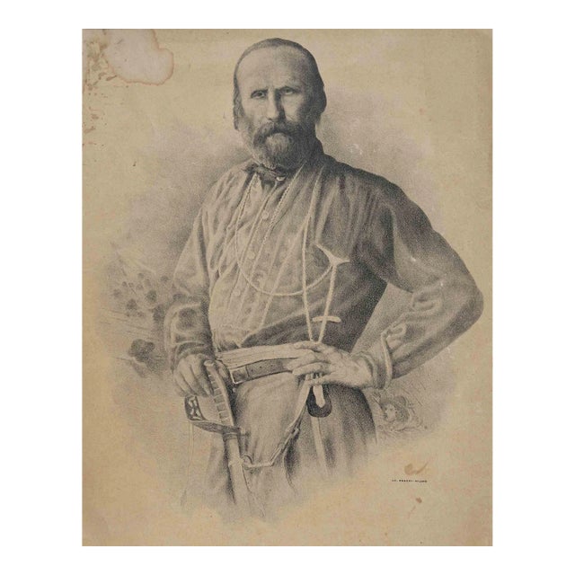 Unknown, Portrait of Giuseppe Garibaldi, Lithograph, 19th Century For Sale