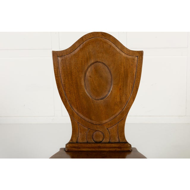 19th Century English Regency Mahogany Hall Chairs, Set of 4 For Sale - Image 9 of 10