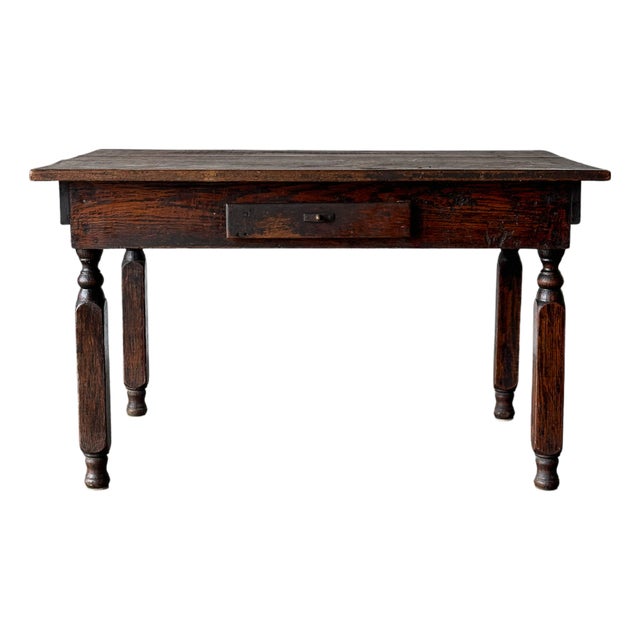 Antique Oak General Store Table With Interesting Newspaper Top, Late 19th Century For Sale