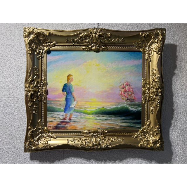 2010s n.i. Dobritsin Russian Oil Painting at Dawn Girl Scarlet Sails Seascape Signed For Sale - Image 5 of 11