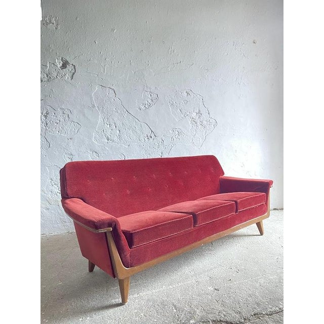 Mid-Century Modern Swedish Velvet 3-Seater Sofa, 1950s-1960s For Sale - Image 3 of 15