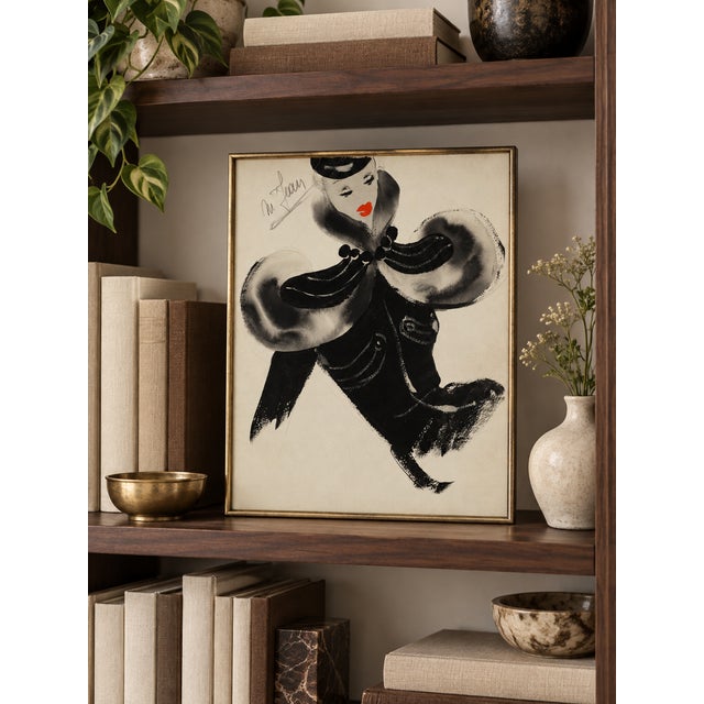 Art Deco Vintage French Fashion Art Print – Black Art Deco Illustration, 12" X 16" For Sale - Image 3 of 8