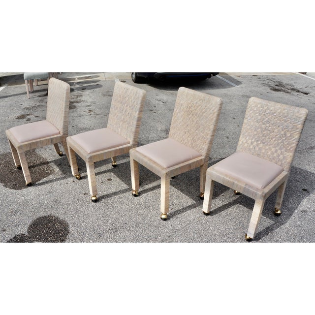 Modern 2000s Boho Chic Rattan Dining Chairs- Set of 4 For Sale - Image 3 of 13