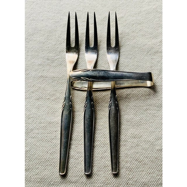 Parisian Find: Chartreuse Mid-Century Escargot Set With Danish Silver Forks & Tongs For Sale - Image 6 of 8