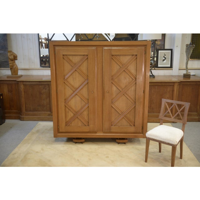 Light Oak Wardrobe with Geometric Lattice Pattern, 1940s For Sale - Image 12 of 15