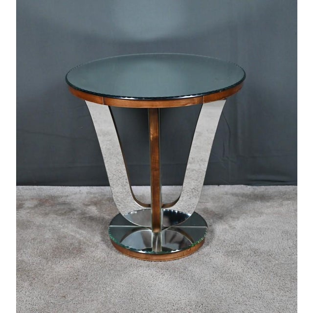 Small Mirrored Glass & Walnut Side Table, 1940s For Sale - Image 10 of 15