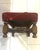 Antique, Diamond-Tufted, Upholstered Footstool, Deep, Ruby-Red in Coloring, White With Carved, Stacked, Ball Feet For Sale In South Bend - Image 6 of 11
