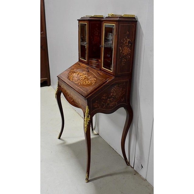 Small 19th Century Napoleon III Happiness of the Day Secretary in Marquetry For Sale - Image 3 of 18