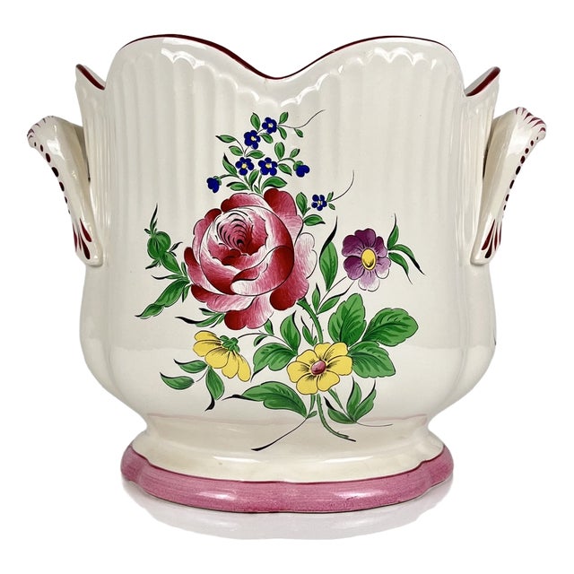 Large Streetlight Model Planter with Pink Pattern from KG Lunéville, 1980s For Sale