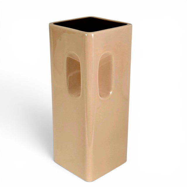 Japanese Modern Blush Pink Sculptural Ceramic Vase 8" For Sale In San Francisco - Image 6 of 11