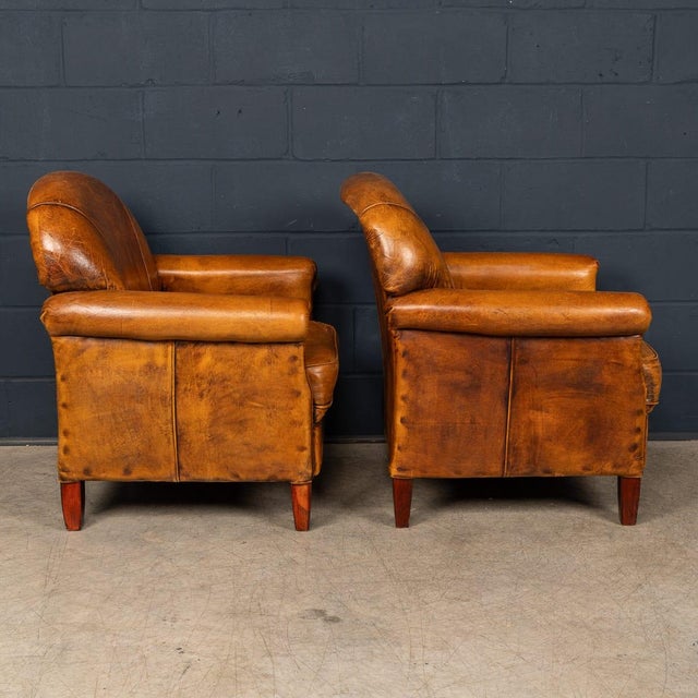 Vintage Dutch Leather Club Chairs, 1980, Set of 2 For Sale - Image 6 of 18