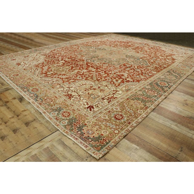 Antique Persian Heriz Rug - 11'02 x 14'02 For Sale In Dallas - Image 6 of 10