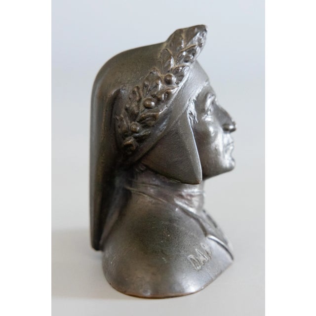 Grand Tour 19th Century Italian Grand Tour Souvenir Bronze Bust of Dante Alighieri For Sale - Image 3 of 7