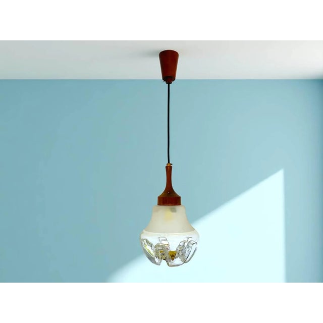 Mid-Century Modern Mid-Century Wood and Art Glass Pendant in the style of Mazzega, 1960s For Sale - Image 3 of 10