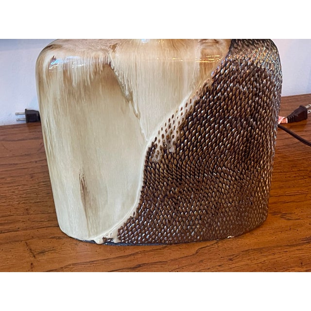 Brown Vintage Sculptural Drip Glaze Ceramic Table Lamps, Pair For Sale - Image 8 of 12