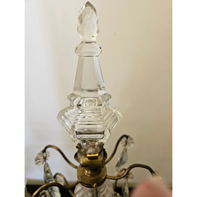 Wonderful pair of Brass and Crystal Girondoles Great size could be used on a mantle, sideboard or tabletop.