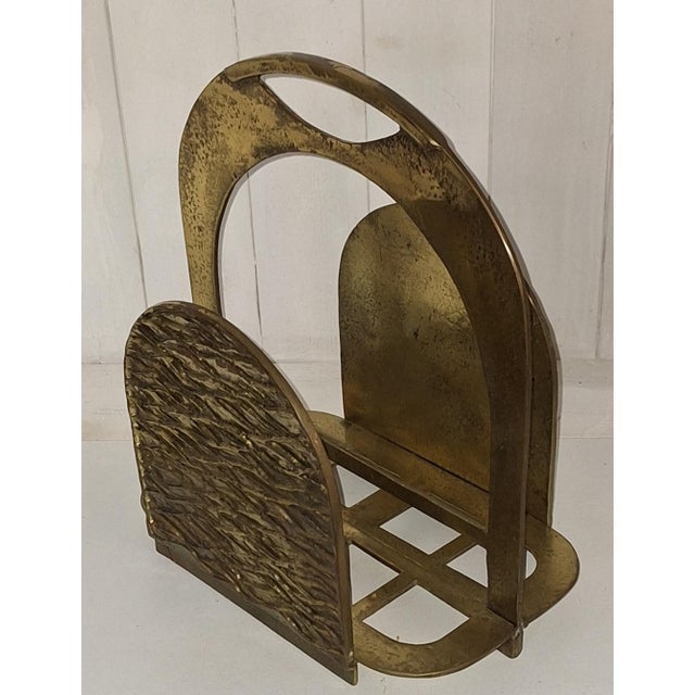 Brutalist Vintage Brutalist Italian Newspaper Rack in Brass, 1970s For Sale - Image 3 of 7