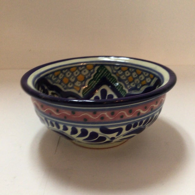 Vintage Hand Painted Mexican Majolica Talavera Salsa or Dip Bowls- a Pair For Sale - Image 4 of 13