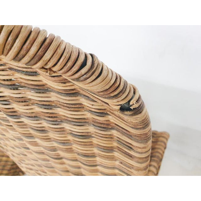 Brown Rattan S-Chairs in the style of Verner Panton, Set of 4 For Sale - Image 8 of 9