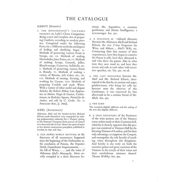 "Bibliotheca Gastronomica: A Catalogue of Books and Documents on Gastronomy (Inscribed)" 1953 Simon, Andre L. For Sale - Image 11 of 12
