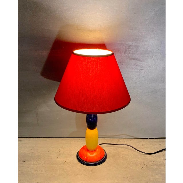 Mid 20th Century Ceramic Colored Totem Table Lamp, in Alessandro Mendini Style, 1980 For Sale - Image 5 of 6