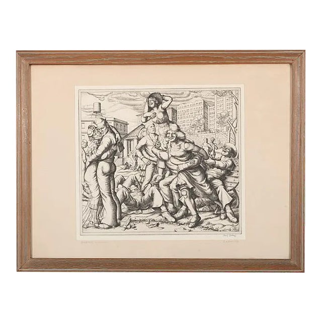 Original Rare 1935 1st Edition Pencil Signed, Numbered and Dated Paul Cadmus Ltd. Ed. Etching "Shore Leave" For Sale