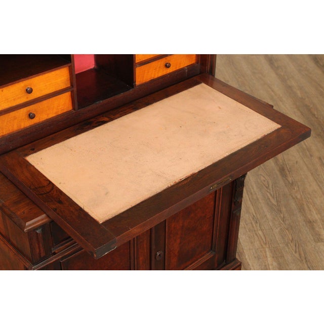 Antique Renaissance Revival Carved Walnut Drop-Front Desk For Sale In Philadelphia - Image 6 of 18