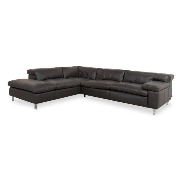 Modern Courage Leather Chrome Corner Sofa in Grey Anthracite with Manual Function by Ewald Schillig For Sale - Image 3 of 18