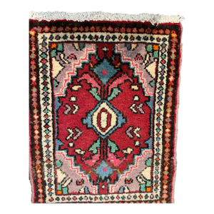 1990s Handwoven Persian Hamedan Area Rug 1'4" X 1'9"