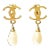 Vintage Chanel Gold Plated CC Pearl Dangle Clip on Earrings - 2 Pieces For Sale