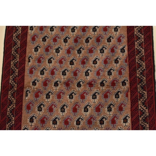 1990s Baloch Rug 3’4” X 6’1” Brown Wool Vintage Tribal Hand-Knotted Oriental Carpet For Sale - Image 5 of 12