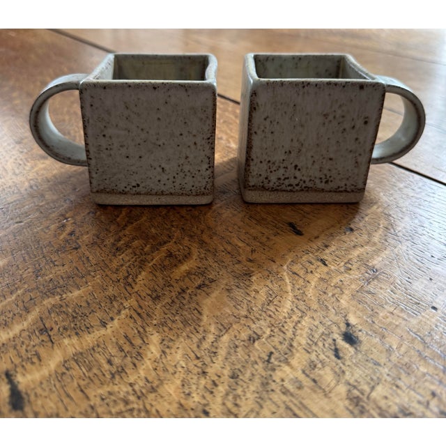Minimalism Tom Butcher Ceramics Square Stoneware Mugs - Set of 2 For Sale - Image 3 of 9