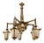 Art Deco Bronze and Frosted White Glass Five-Light Chandelier, France, 1925 For Sale