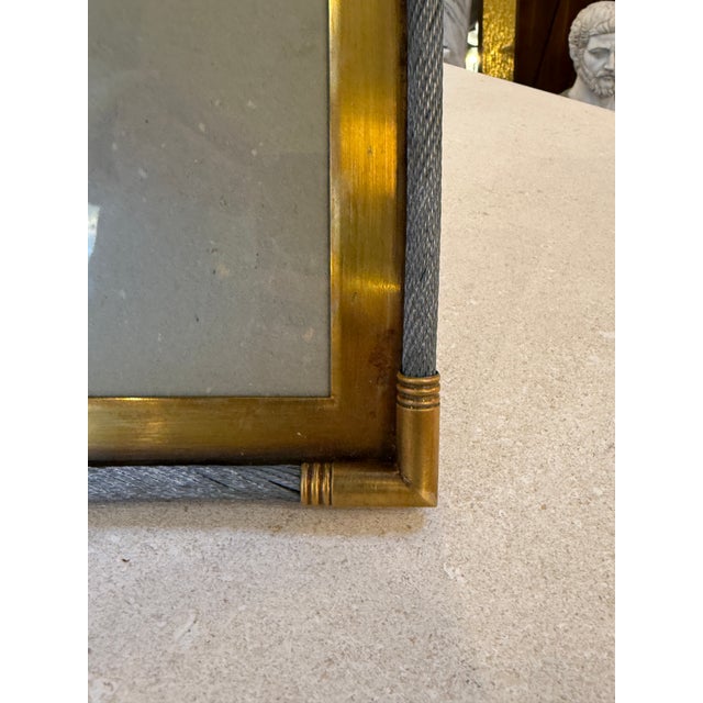 Italian Vintage Italian Brass Photo Frame With Steel Cable Detail, 1970s For Sale - Image 3 of 9
