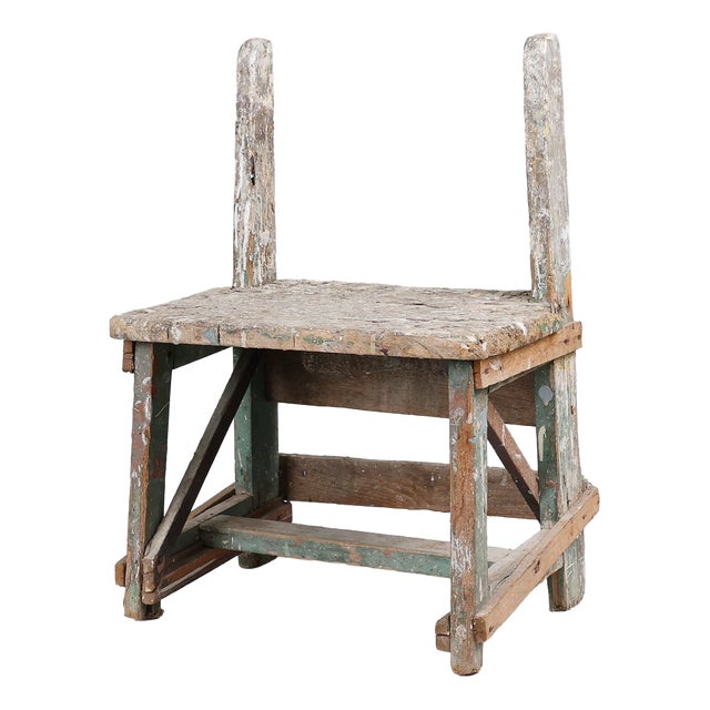 Industrial Rustic Stool with Patina, France, 1900s For Sale