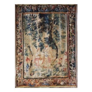 Antique Flemish Verdure Figural Tapestry For Sale