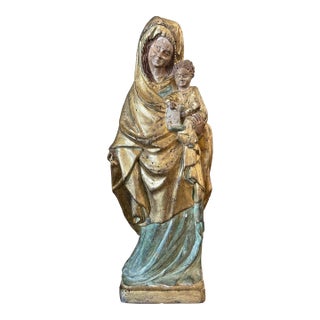 Early 19th Century Continental Polychrome and Gilt Statue of the Virgin Mary and Child For Sale