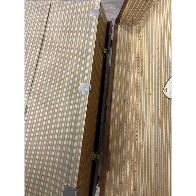 Vintage Luce Trunk Company Kansas City Flat Top Steamer Trunk For Sale - Image 14 of 18