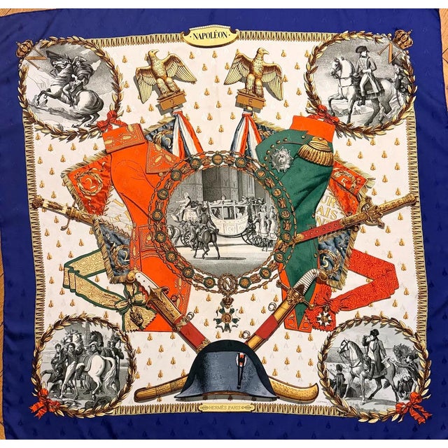 HERMÈS NAPOLÉON Silk scarf Philippe Ledoux 1985 For Sale