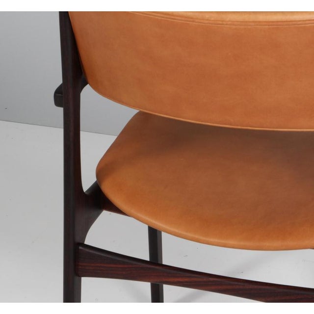 1960s Model 50 Armchair in Rosewood and Tan Leather by Erik Buch, Denmark, 1960s For Sale - Image 5 of 10