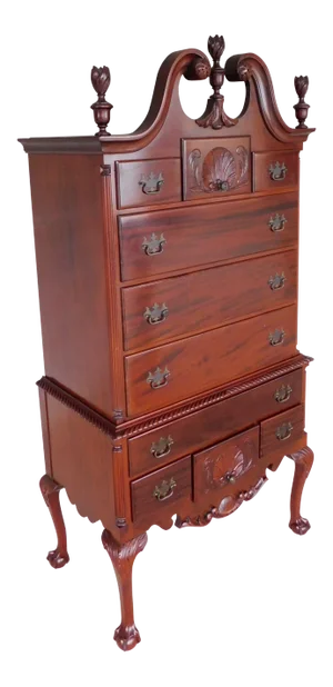 Feldenkreis Mahogany Chippendale Style Highboy 2 Pc Chest 76.5"h