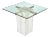 Travertine Stone and Brass Pedestal Side Table With Square Glass For Sale