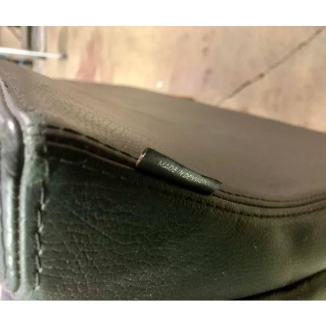 1970s Mid century Danish Modern Beautiful Black Leather Loveseat For Sale - Image 12 of 13