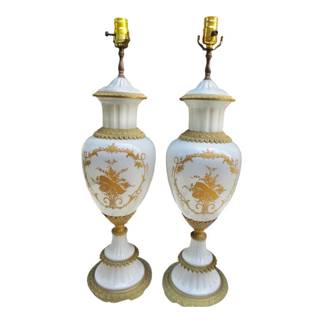 Early 20th Century Sevres Porcelain and Gilt Bronze Mounted Louis XV Lamps- A Pair of 2 For Sale