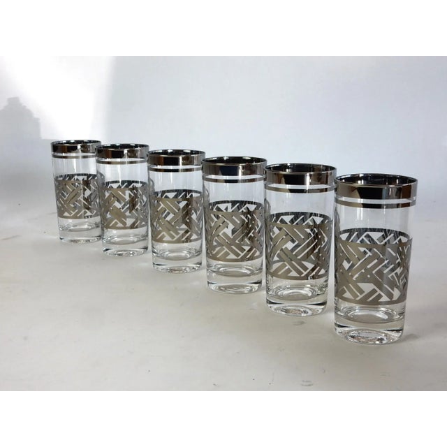 Mid-Century Modern Mid Century Chrome Basket Weave Barware Cocktail Glass Set For Sale - Image 3 of 7
