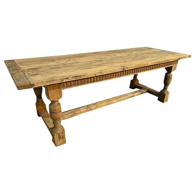 Larger Farmhouse Dining Table in Bleached Oak, 1925 For Sale