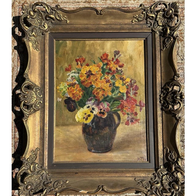 Heinrich Pforr, Floral Bouquet in Vase, Oil Painting on Canvas For Sale - Image 9 of 13