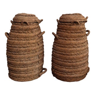 Pair of Two Spanish Olive Collection Vessels For Sale