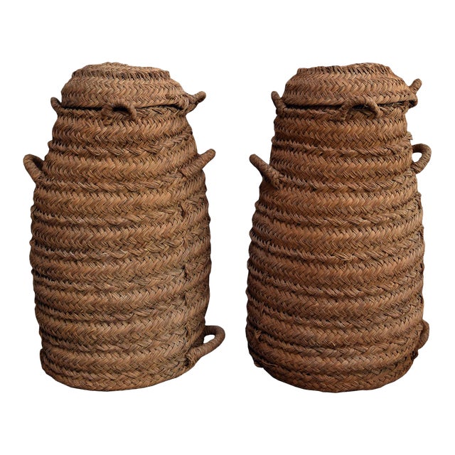 Pair of Two Spanish Olive Collection Vessels For Sale